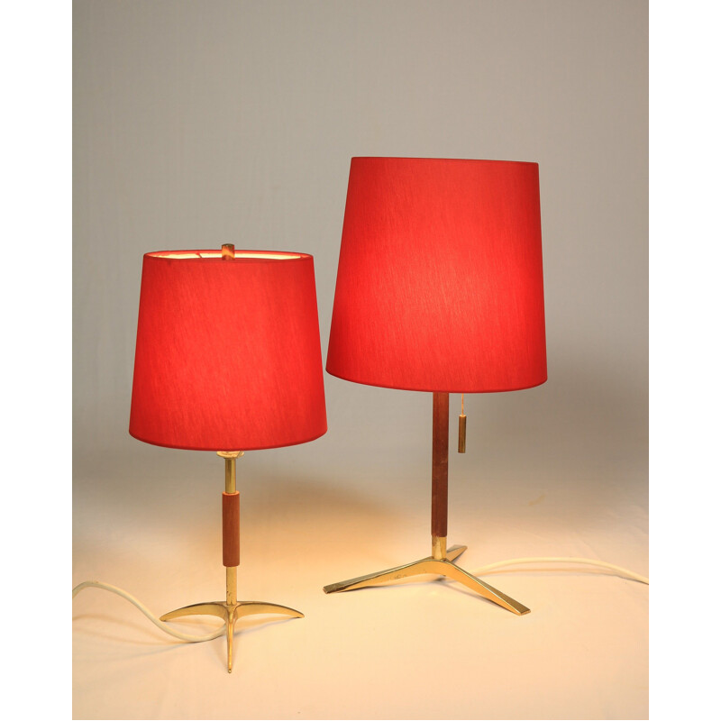 Pair of vintage tripod table lamps by Kalmar, Austria 1950s