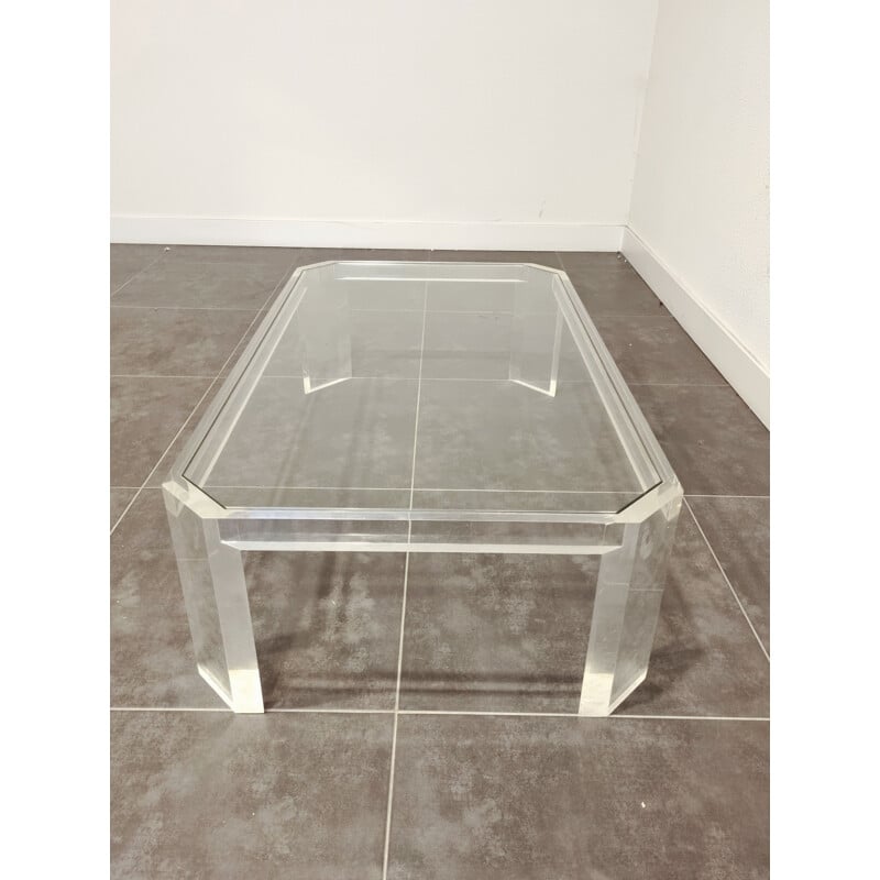 Vintage space age coffee table in lucite by David Lange, France 1970