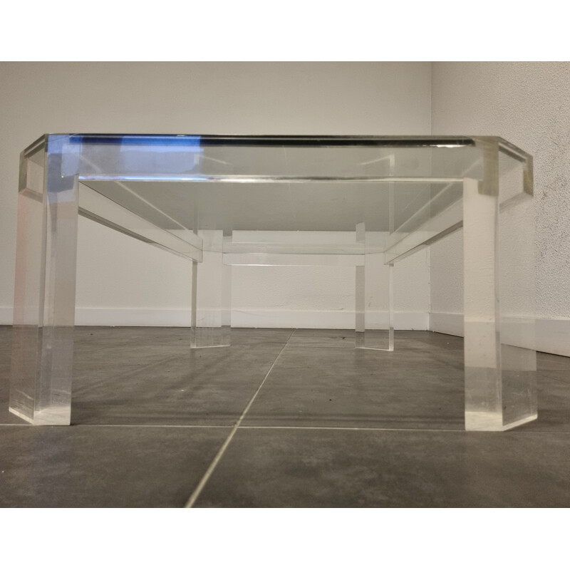 Vintage space age coffee table in lucite by David Lange, France 1970