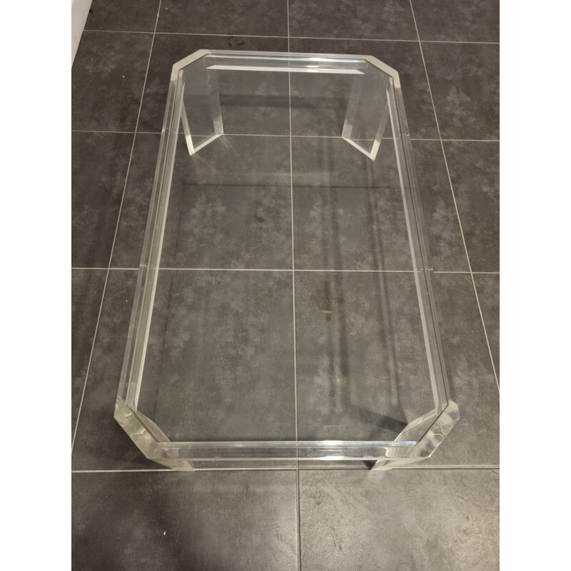 Vintage space age coffee table in lucite by David Lange, France 1970