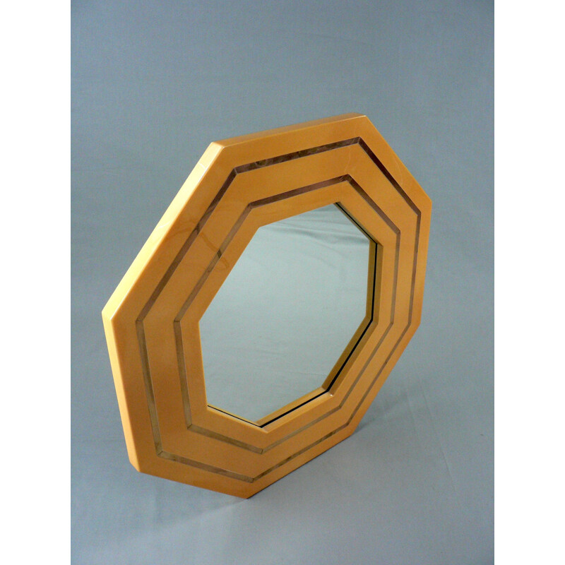 Mid-century mirror in ivory lacquered wood, Jean Claude MAHEY - 1970s