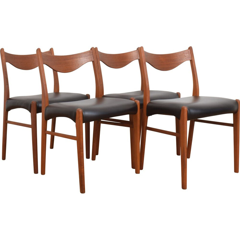 Set of 4 mid-century Danish teak dining chairs by Arne Wahl Iversen for Glyngøre Stolefabrik, 1960s