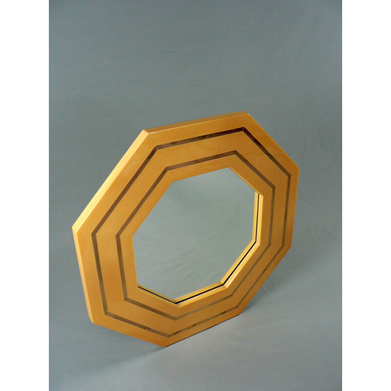 Mid-century mirror in ivory lacquered wood, Jean Claude MAHEY - 1970s