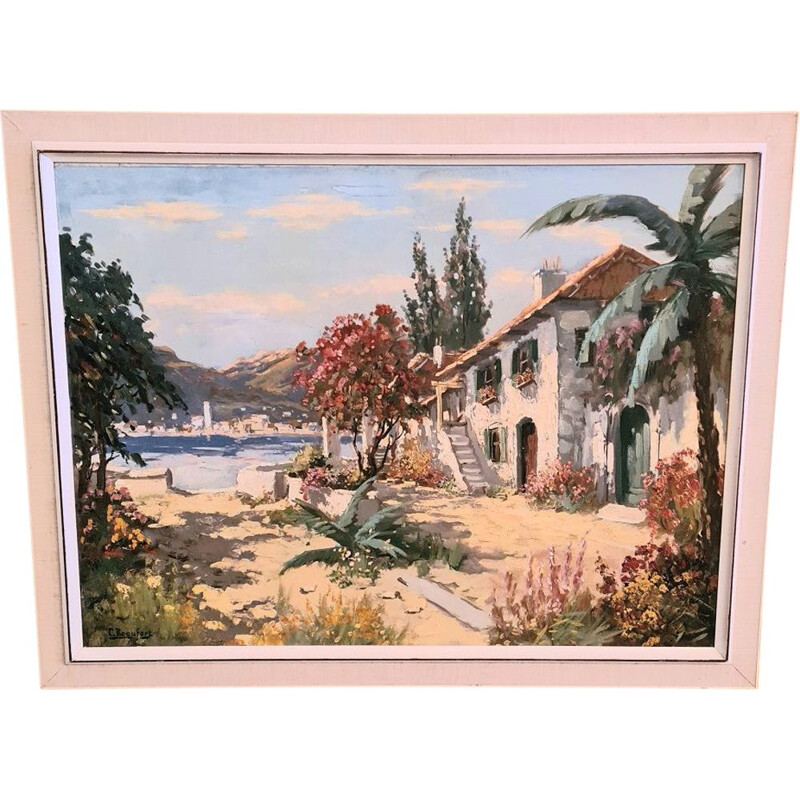 Vintage Mediterranean painting signed C. Beaufort