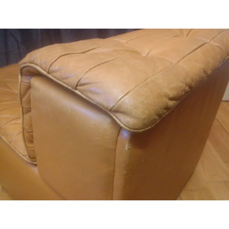 Vintage De Sede "DS 11" low chair in leather - 1960s