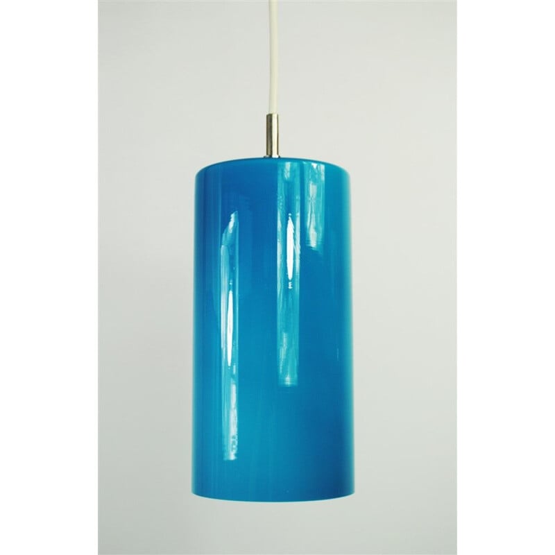 Vintage blue glass pendant lamp by Gino Vistosi for Venini, 1950s