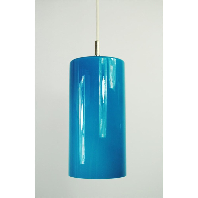 Lámpara de suspensión de cristal azul vintage de Gino Vistosi para Venini, 1950