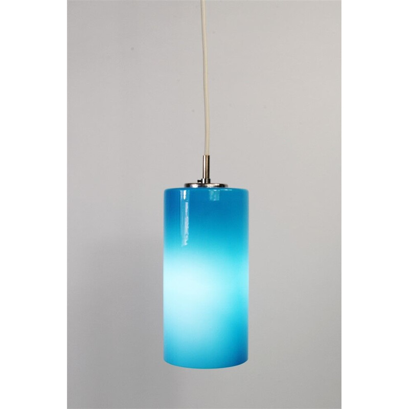 Vintage blue glass pendant lamp by Gino Vistosi for Venini, 1950s