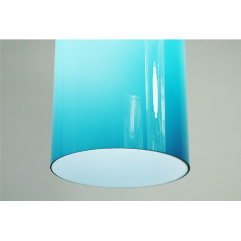 Vintage blue glass pendant lamp by Gino Vistosi for Venini, 1950s