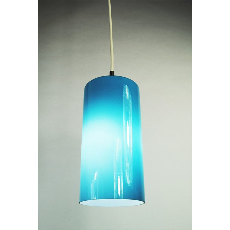 Vintage blue glass pendant lamp by Gino Vistosi for Venini, 1950s