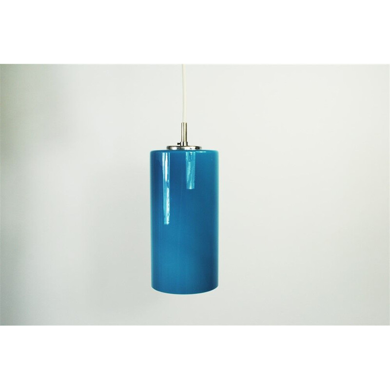 Lampada a sospensione vintage in vetro blu di Gino Vistosi per Venini, 1950