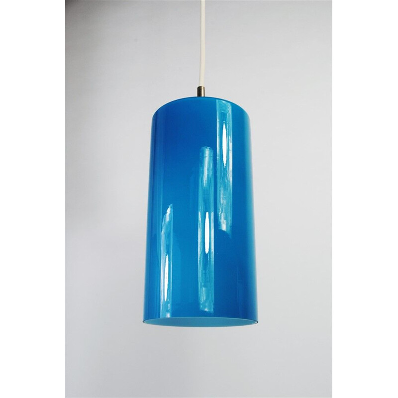 Vintage blue glass pendant lamp by Gino Vistosi for Venini, 1950s