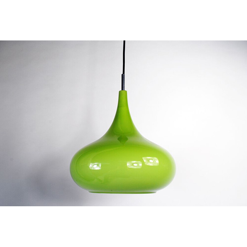 Vintage groen glazen hanglamp van Doria Leuchten, 1970