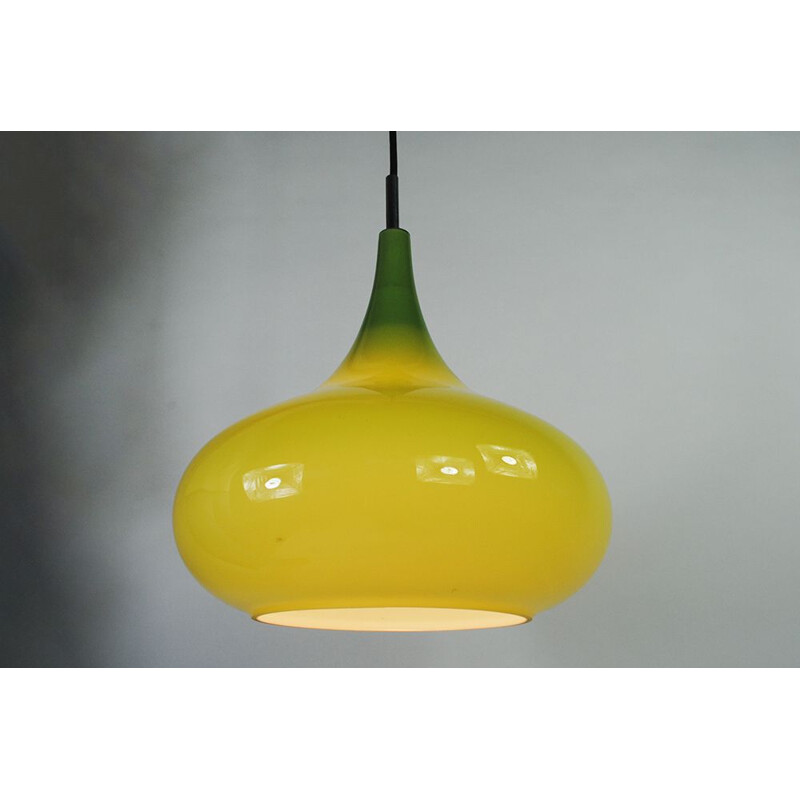 Vintage green glass pendant lamp by Doria Leuchten, 1970s