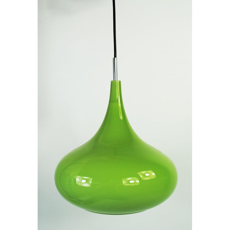 Vintage groen glazen hanglamp van Doria Leuchten, 1970