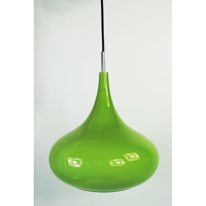 Lámpara de suspensión de cristal verde vintage de Doria Leuchten, 1970