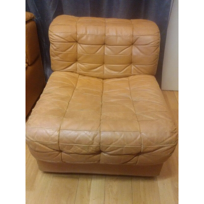 Vintage De Sede "DS 11" low chair in leather - 1960s