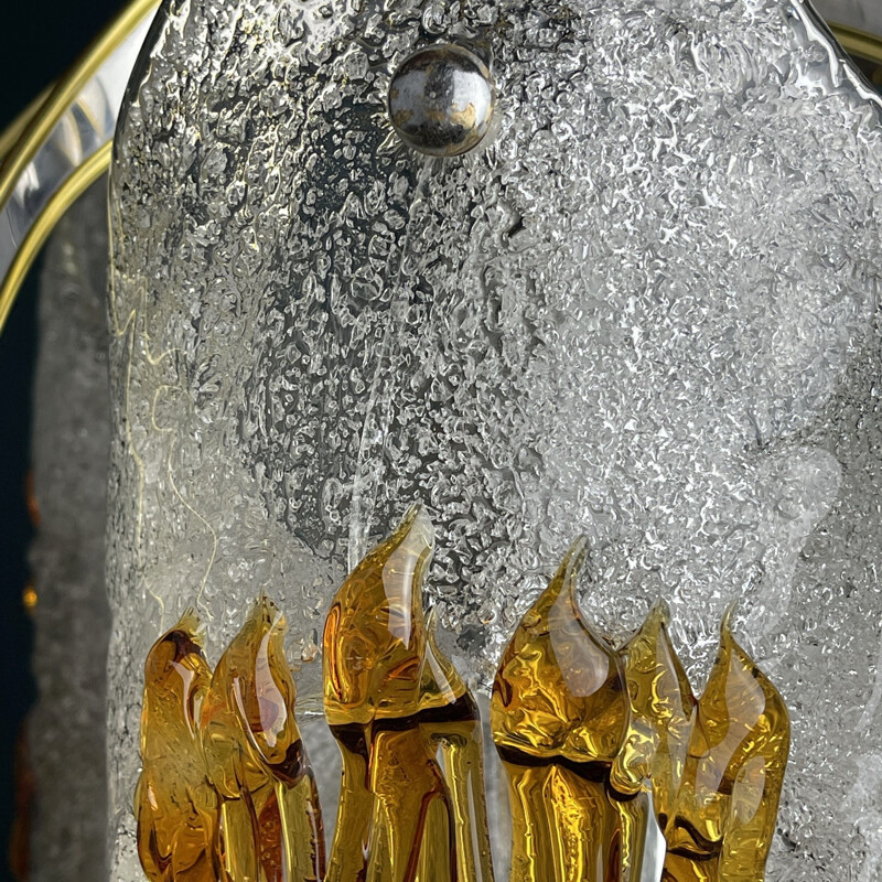 Vintage amber murano chrome chandelier by Toni Zuccheri for Mazzega, Italy 1970