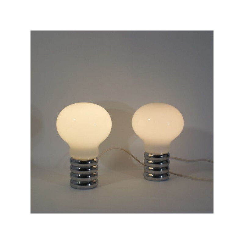Pair of vintage Bulb opal lamps by Ingo Maurer, 1966