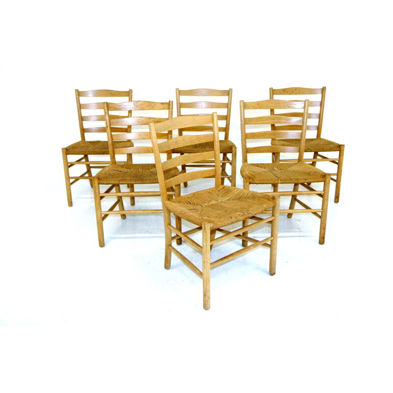 Lot de 6 chaises vintage en chêne par Kaare Klint pour Fritz Hansen, 1960