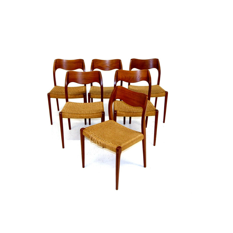 Lot de 4 chaises vintage en palissandre par Niels o Møller pour Jl Møller, 1960