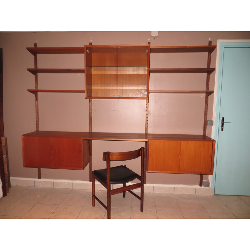 Scandinavian wall unit in teak, Poul CADOVIUS - 1960s