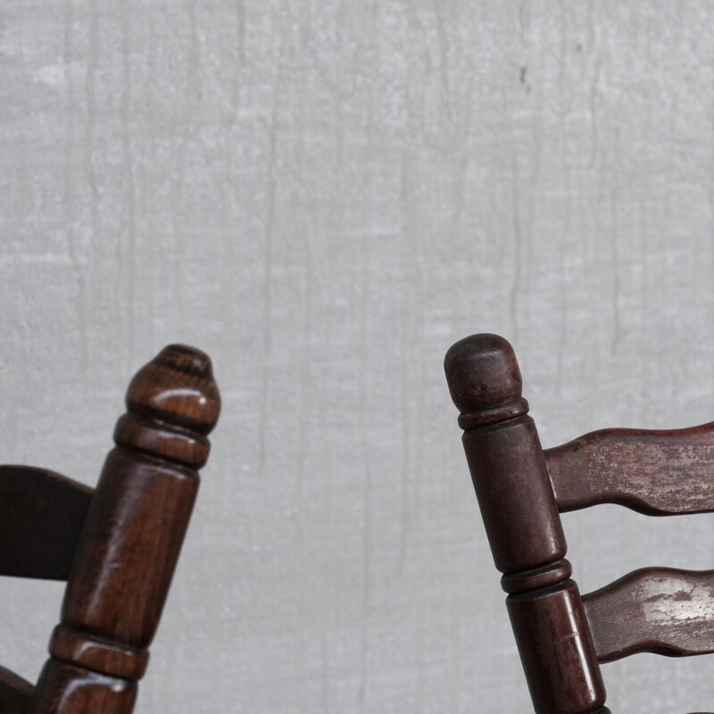 Pair of vintage wooden bar stools, Belgium 1970s