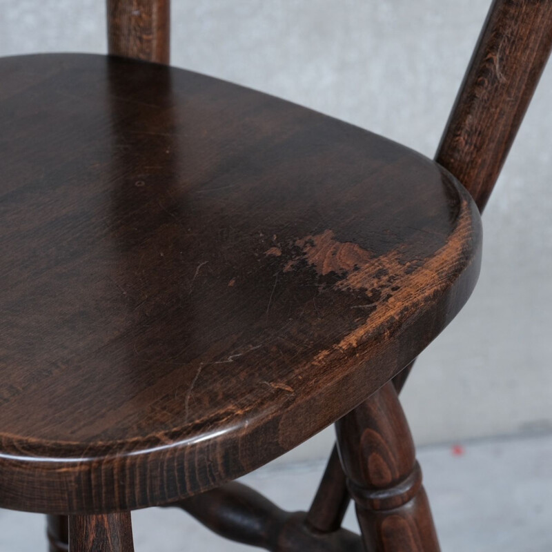 Pair of vintage wooden bar stools, Belgium 1970s