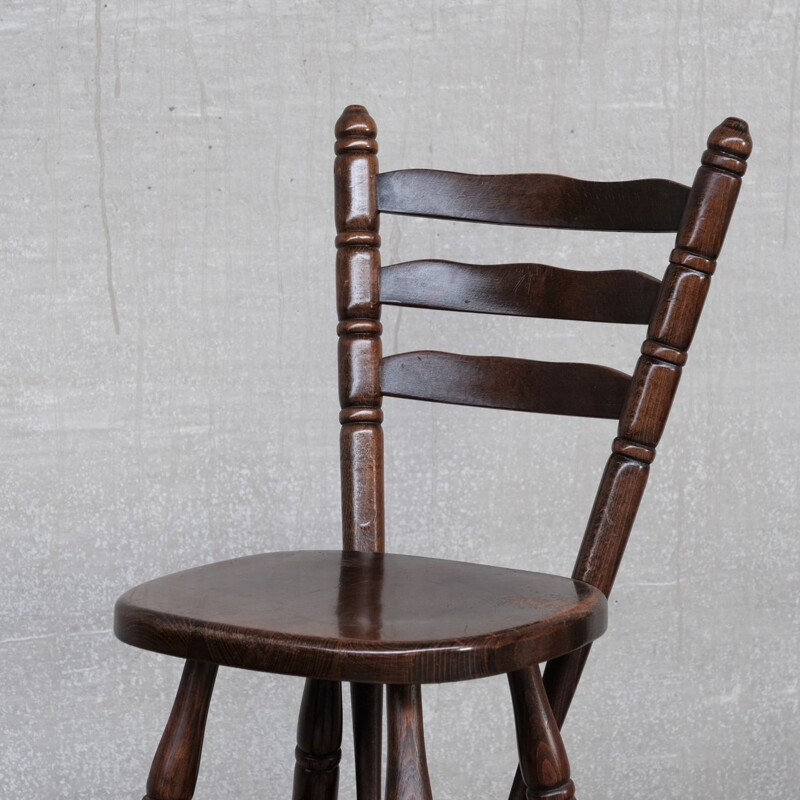 Pair of vintage wooden bar stools, Belgium 1970s