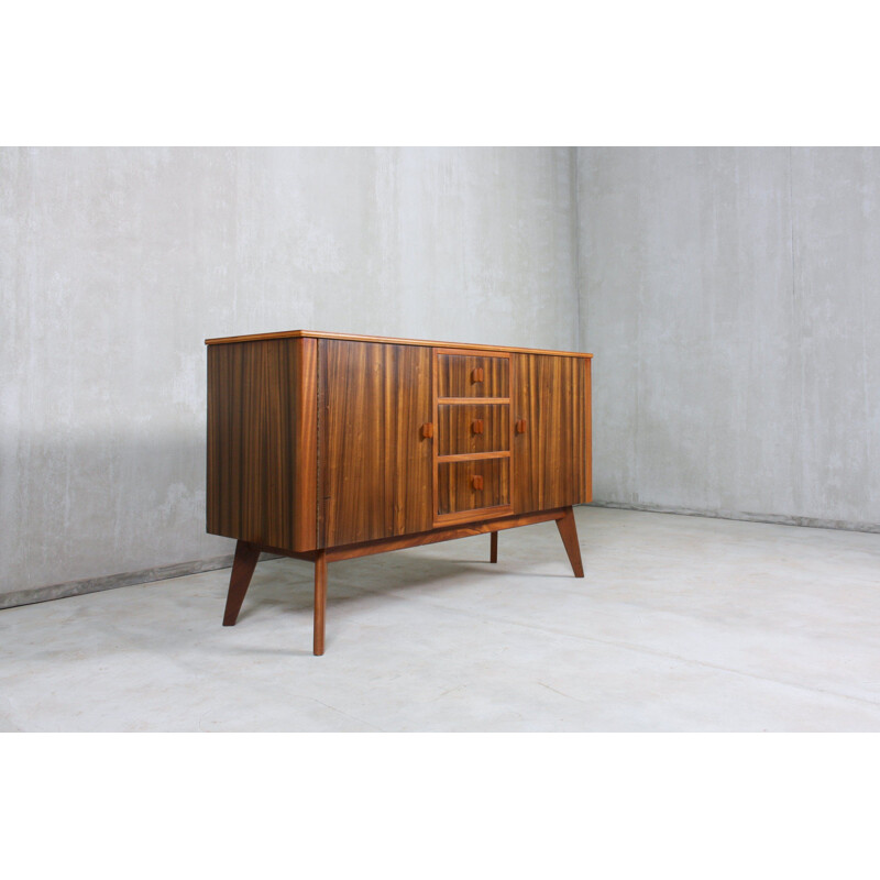 Vintage English walnut highboard by Morris of Glasgow, 1950s