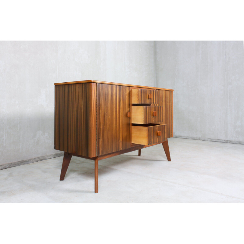 Vintage English walnut highboard by Morris of Glasgow, 1950s