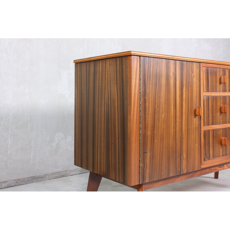 Vintage English walnut highboard by Morris of Glasgow, 1950s