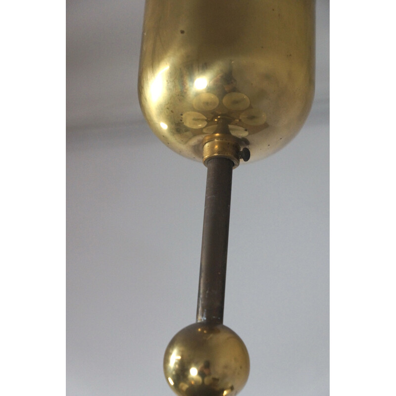 Vintage 5-armed pendant lamp with brass - 1940s