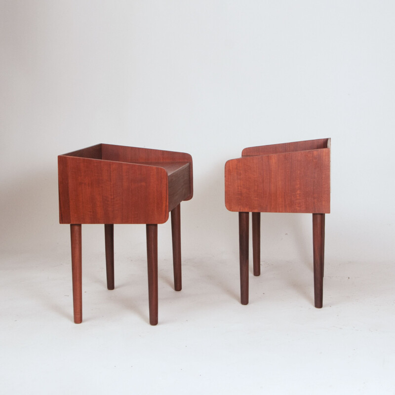 Pair of vintage night stands with one drawer, Denmark 1960s