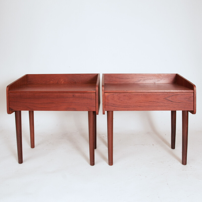 Pair of vintage night stands with one drawer, Denmark 1960s