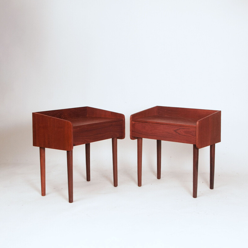 Pair of vintage night stands with one drawer, Denmark 1960s