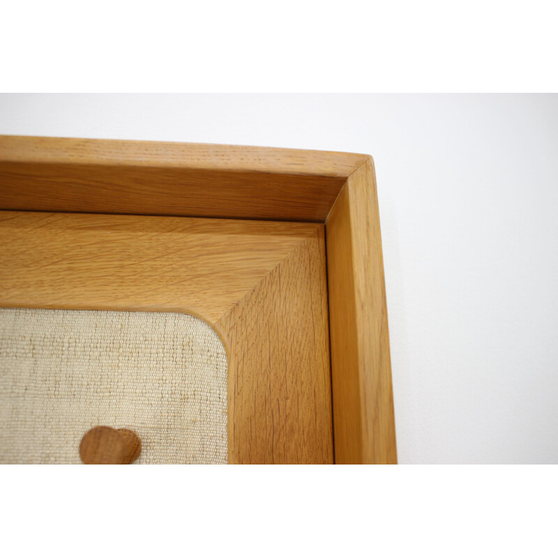 Vintage oakwood mirror with coat rack by Aksel Kjersgaard, 1960s