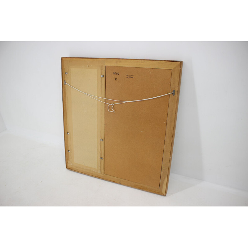 Vintage oakwood mirror with coat rack by Aksel Kjersgaard, 1960s