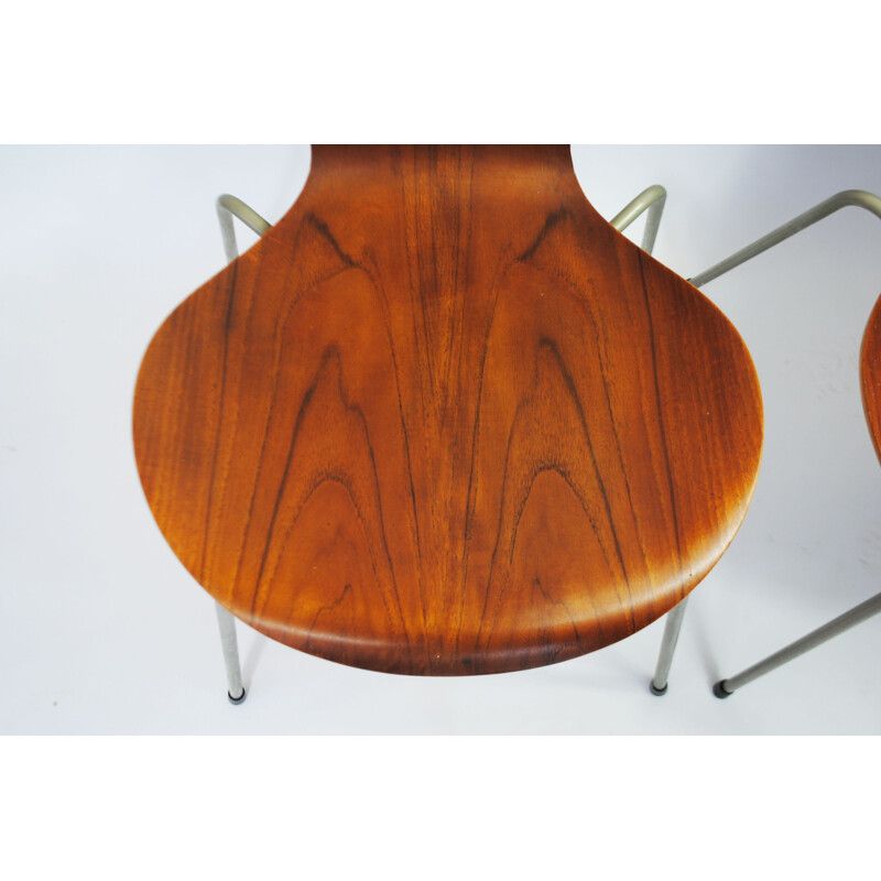 Set of 5 vintage 7-series teak chairs by Arne Jacobsen for Fritz Hansen, 1950s