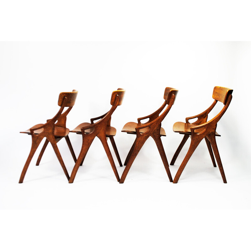 Set of 4 vintage chairs by Hovmand Olsen for Mogens Kold, 1960s