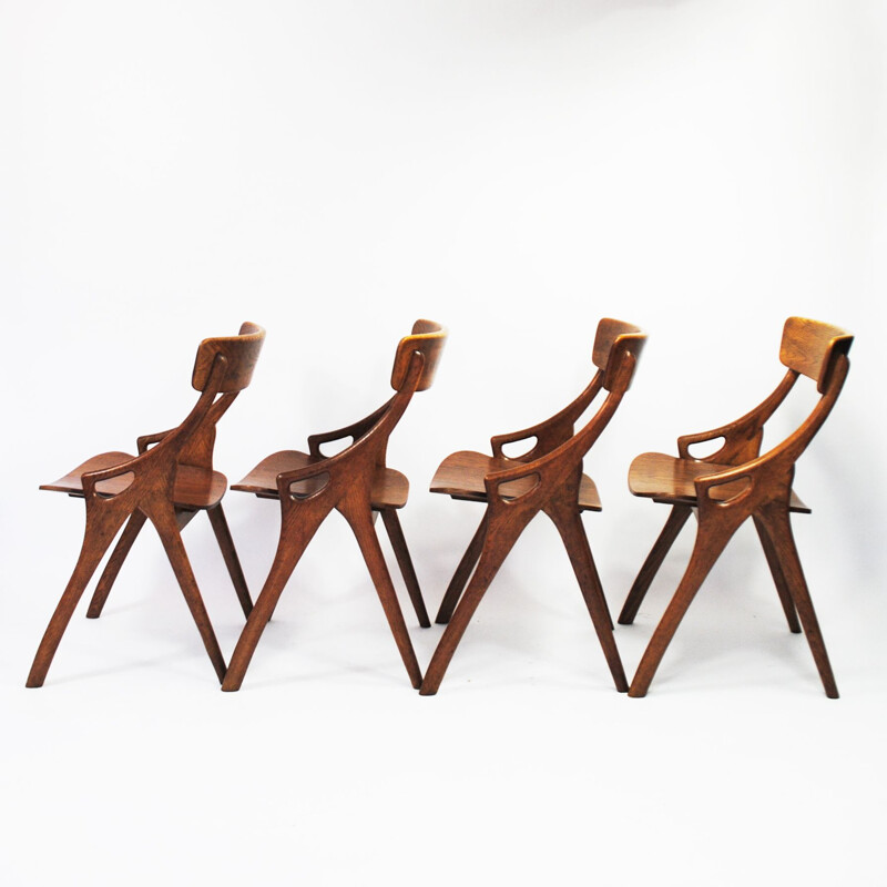 Set of 4 vintage chairs by Hovmand Olsen for Mogens Kold, 1960s