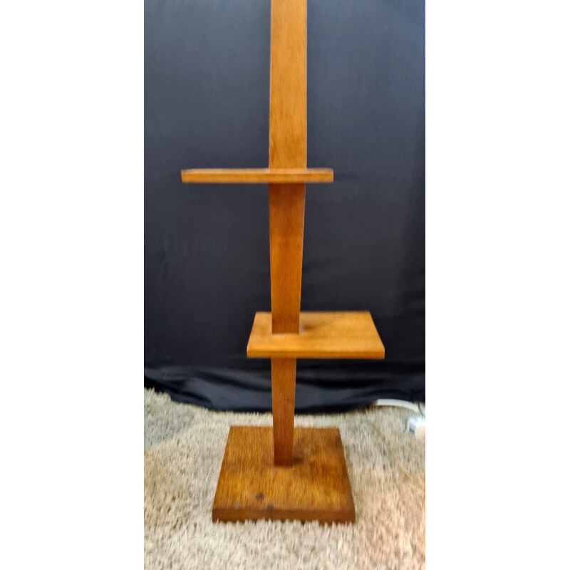 Vintage art deco floor lamp in oak wood