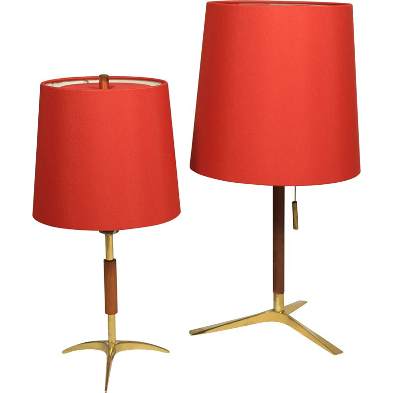 Pair of vintage tripod table lamps by Kalmar, Austria 1950s