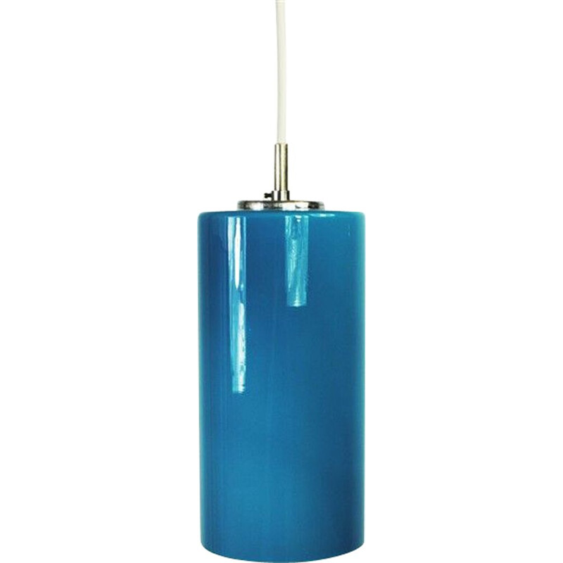 Vintage blue glass pendant lamp by Gino Vistosi for Venini, 1950s