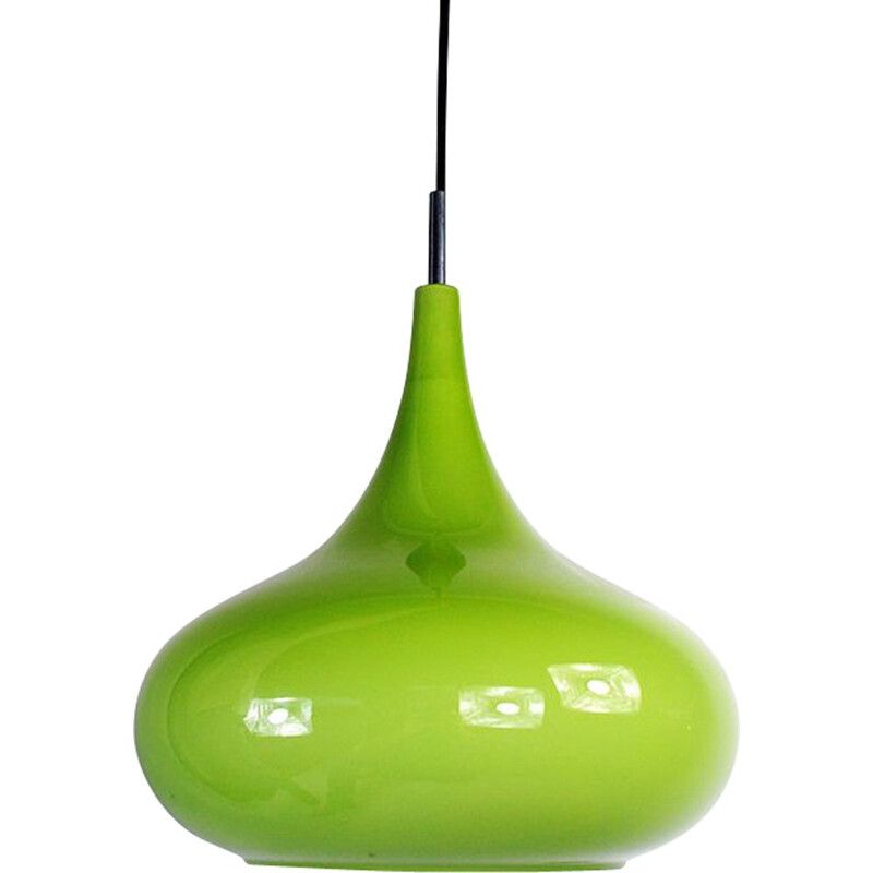Lámpara de suspensión de cristal verde vintage de Doria Leuchten, 1970