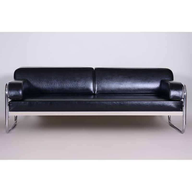 Vintage black sofa by Hynek Gottwald, 1930s