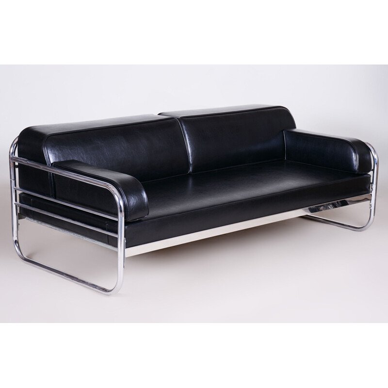 Vintage black sofa by Hynek Gottwald, 1930s