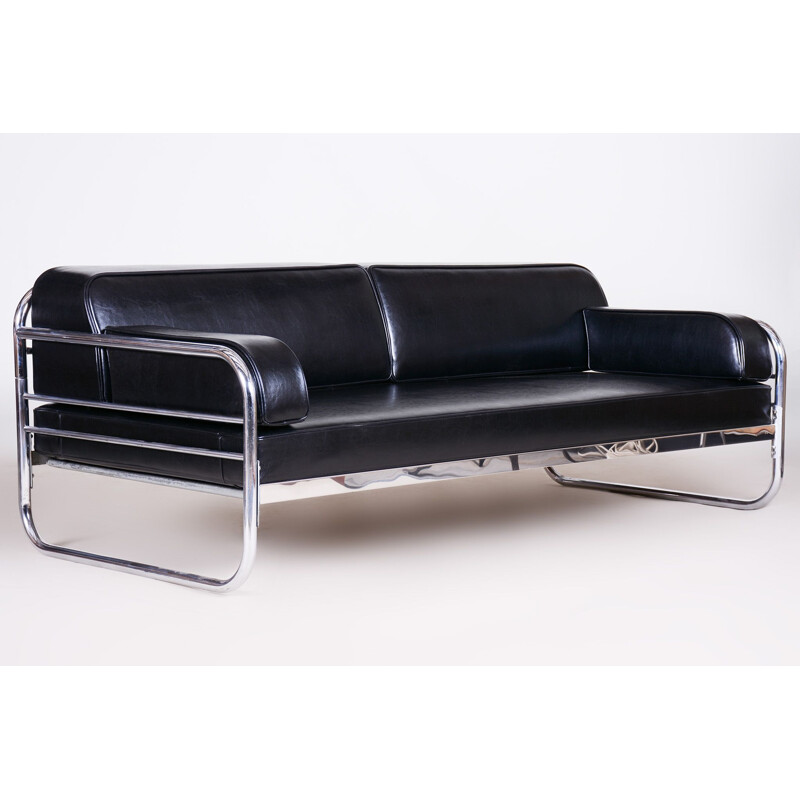 Vintage black sofa by Hynek Gottwald, 1930s