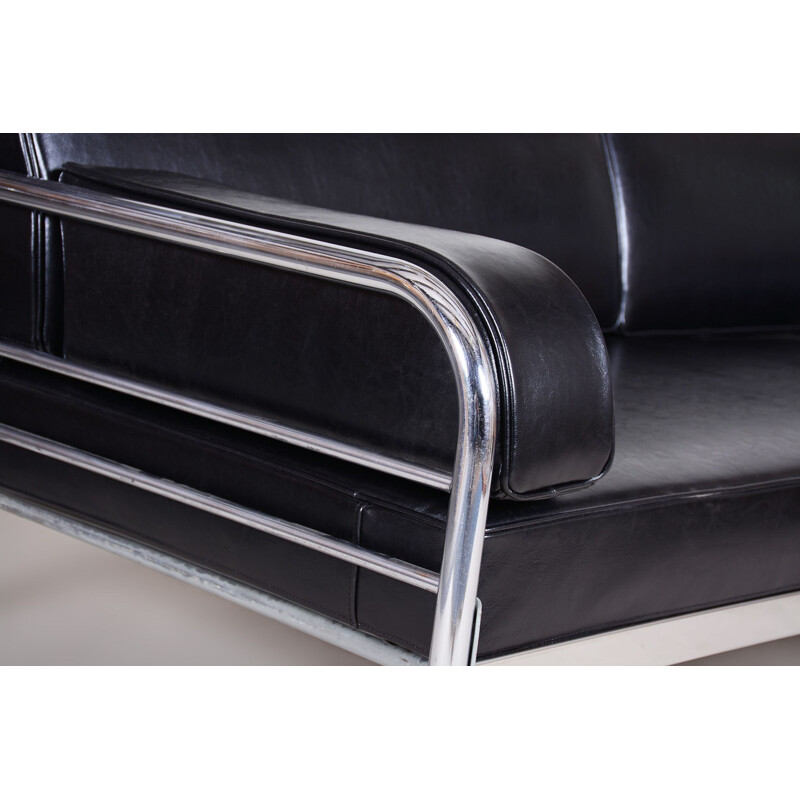 Vintage black sofa by Hynek Gottwald, 1930s