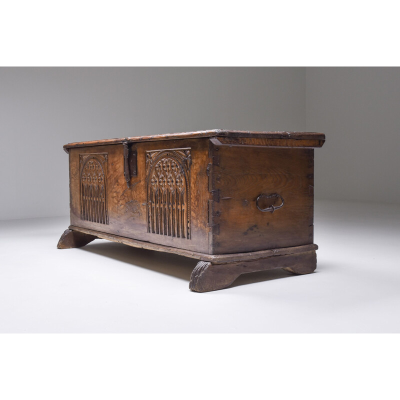 Vintage oakwood chest, France 1850s